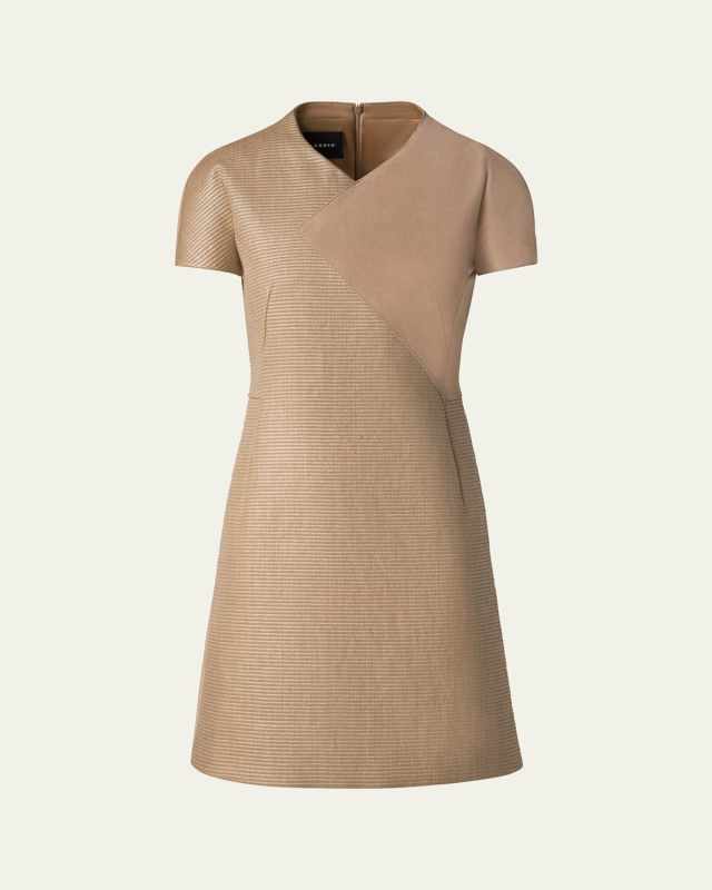 Suede & Raffia-Blend Mini Dress